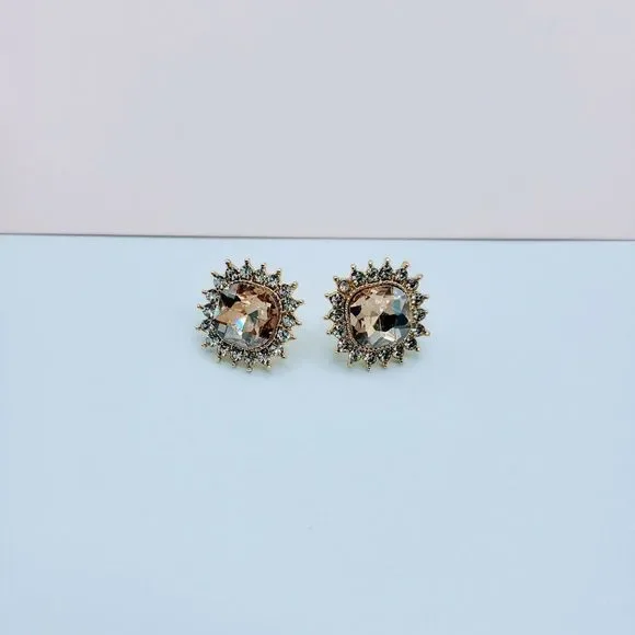 7/$35 Beige Crystal Large Stud Earrings - Picture 5 of 10